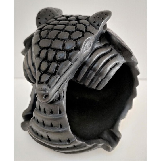 Image 1 of Vintage black ceramic zoomorph armadillo ashtray