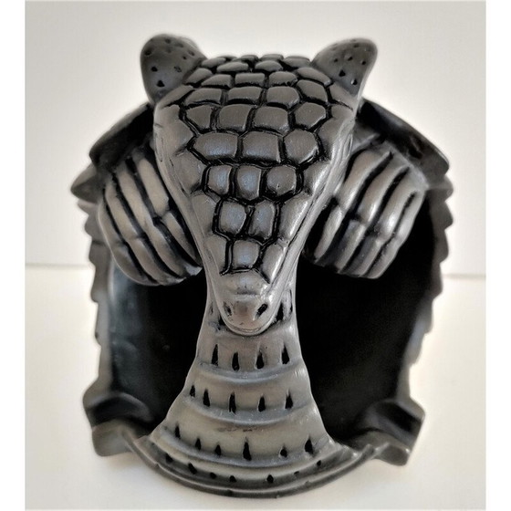 Image 1 of Vintage black ceramic zoomorph armadillo ashtray