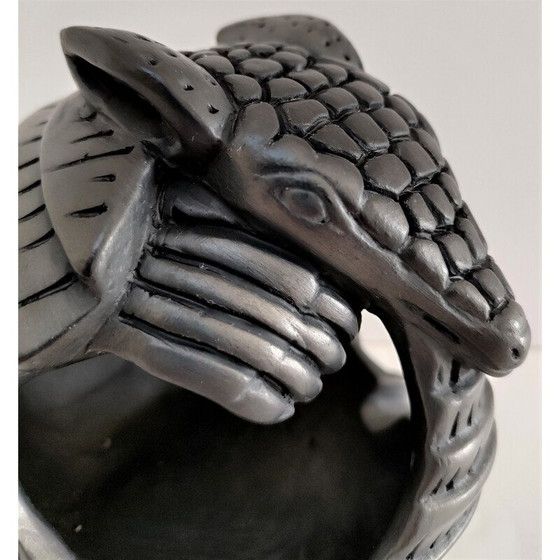 Image 1 of Vintage black ceramic zoomorph armadillo ashtray