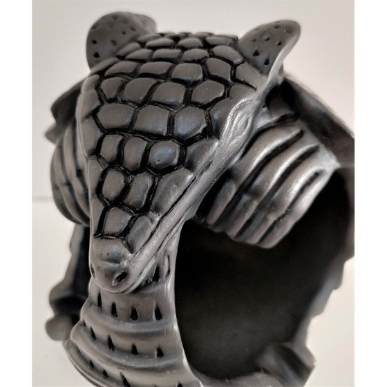 Image 1 of Vintage black ceramic zoomorph armadillo ashtray