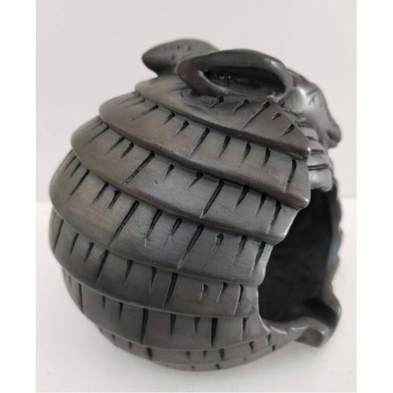 Image 1 of Vintage black ceramic zoomorph armadillo ashtray