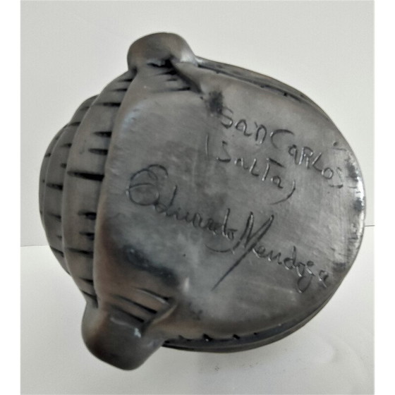 Image 1 of Vintage black ceramic zoomorph armadillo ashtray