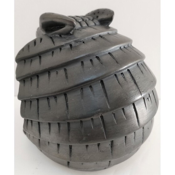 Image 1 of Vintage black ceramic zoomorph armadillo ashtray