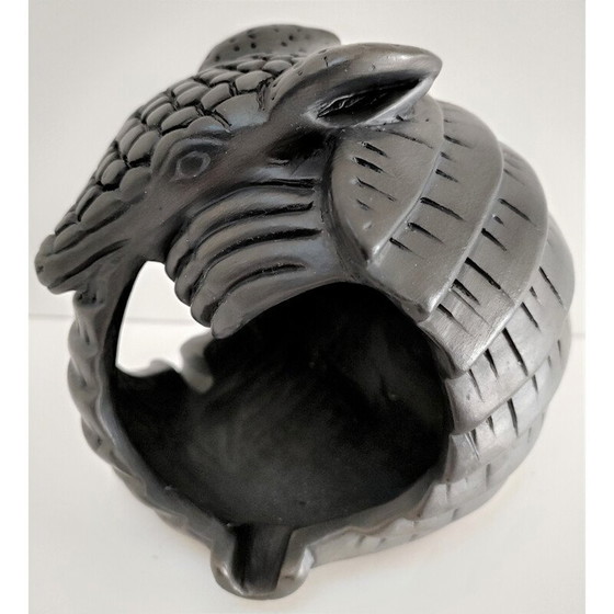 Image 1 of Vintage black ceramic zoomorph armadillo ashtray