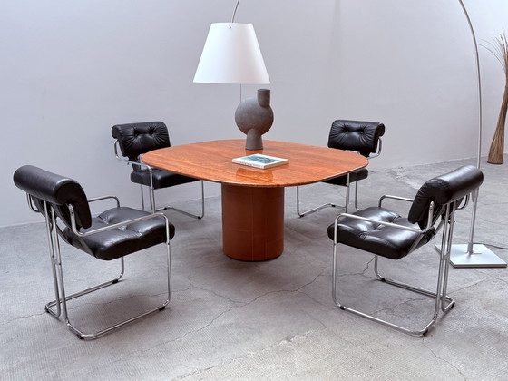 Image 1 of Set of 4 Guido Faleschini for i4Mariani "Tucroma" chairs leather black chrome, Italy 1970s