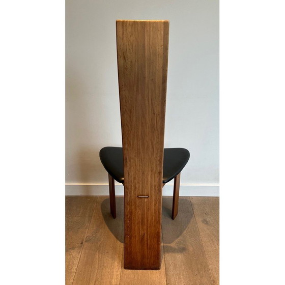 Image 1 of Coppia di sedie vintage in legno esotico e pelle, 1970