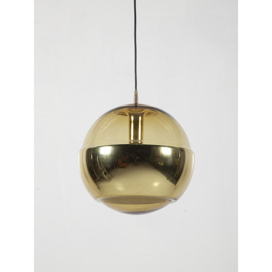 Image 1 of Lampada a sospensione vintage Globe in ottone e vetro di Peill e Putzler