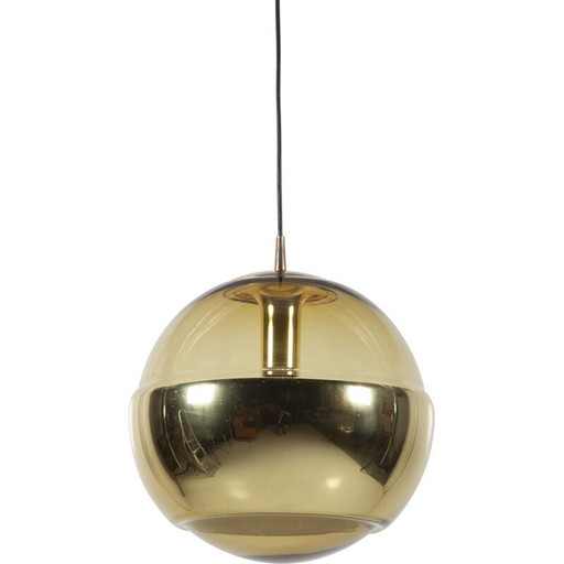 Vintage Globe pendant lamp in brass and glass by Peill and Putzler