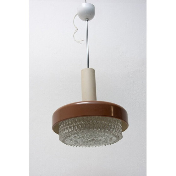 Image 1 of Vintage pendant lamp in glass, plastic, metal and chrome, Czechoslovakia 1970