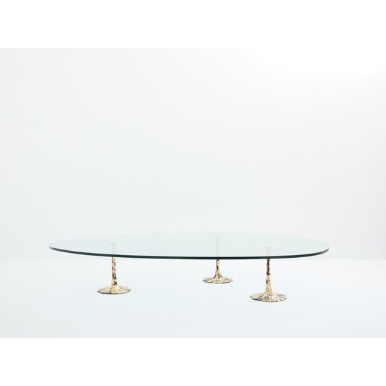 Image 1 of Vintage gilded wrought iron coffee table with gold leaf, 1970