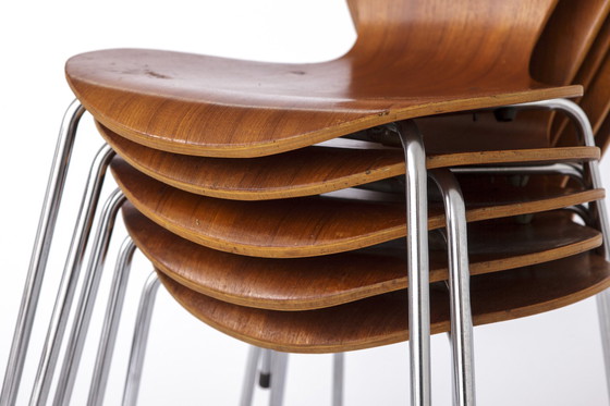 Image 1 of Set Of 6 Vintage Stacking Chairs, 1960S, Teak - German Design