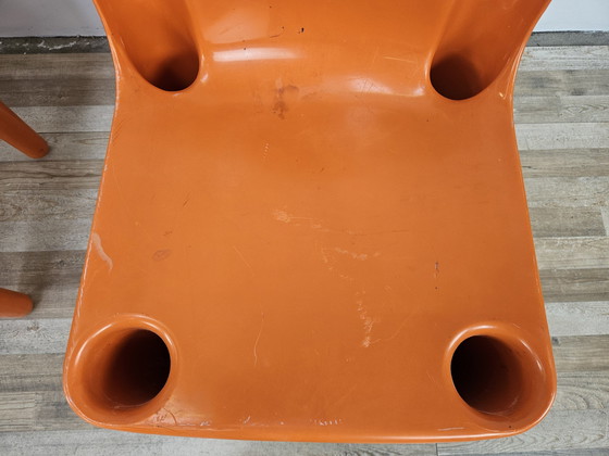 Image 1 of Stackable Chairs In Orange Plastic From The Casa 70 Collection By Albaplast For Dal Vera