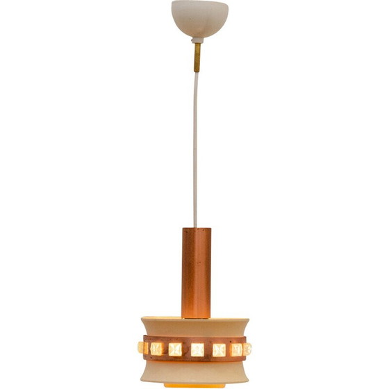 Image 1 of Lampada a sospensione vintage in vetro tagliato e plastica, Cecoslovacchia 1970