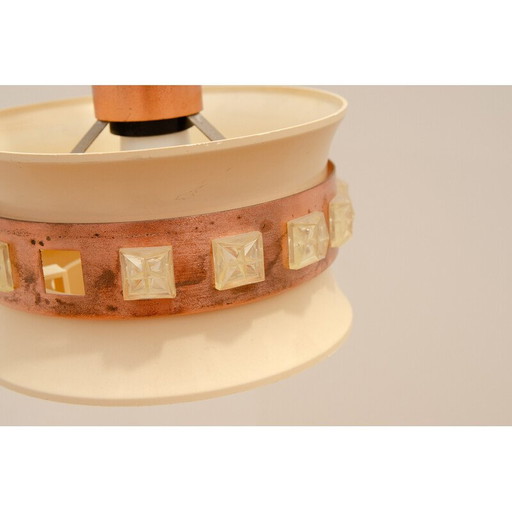 Vintage pendant lamp in cut glass and plastic, Czechoslovakia 1970