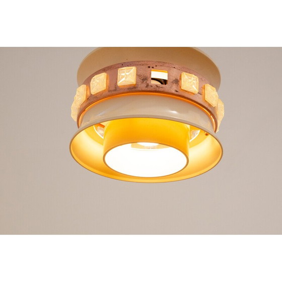 Image 1 of Lampada a sospensione vintage in vetro tagliato e plastica, Cecoslovacchia 1970