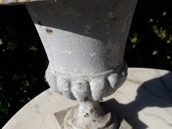 Image 1 of 2 Cast iron brocante garden vases 25 cm high