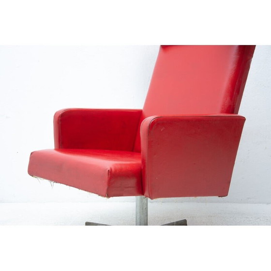 Image 1 of Pair of mid century Czechoslovak red swivel armchairs, 1970s