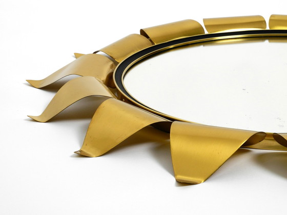 Image 1 of Beautiful round Mid Century brass sunburst wall mirror