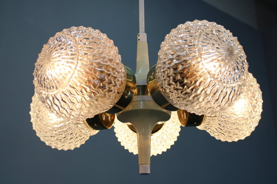 Image 1 of 1970S Glass Chandelier By Instala Decin, Czechoslovakia