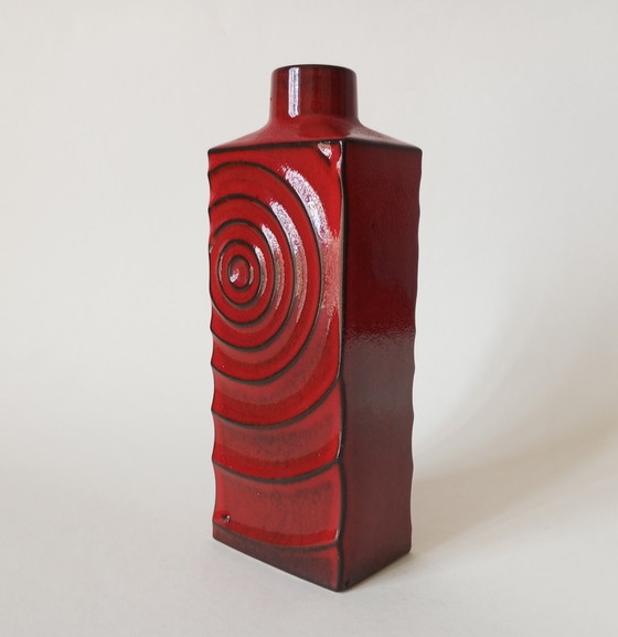 Image 1 of Cari Zalloni Red Brutalist 'Cyclone' Vase For Steuler 1970'S Germany