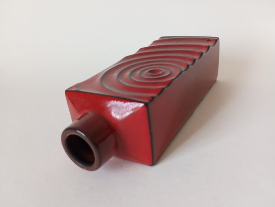 Image 1 of Cari Zalloni Red Brutalist 'Cyclone' Vase For Steuler 1970'S Germany