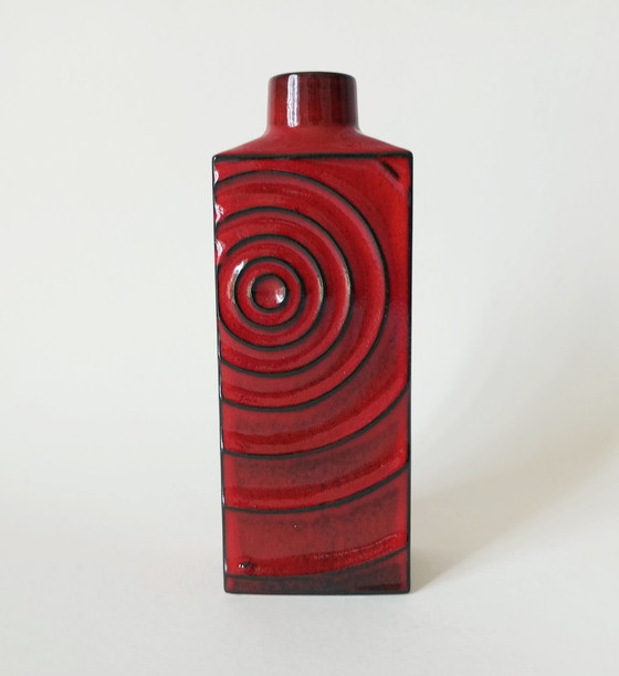 Image 1 of Cari Zalloni Red Brutalist 'Cyclone' Vase For Steuler 1970'S Germany