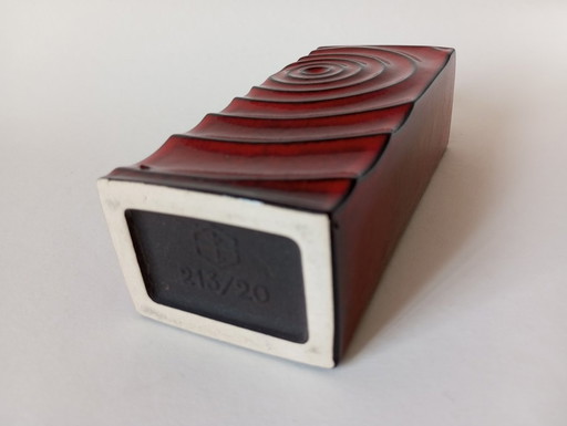 Cari Zalloni Red Brutalist 'Cyclone' Vase For Steuler 1970'S Germany