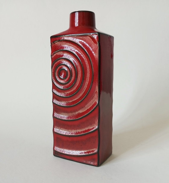 Image 1 of Cari Zalloni Red Brutalist 'Cyclone' Vase For Steuler 1970'S Germany