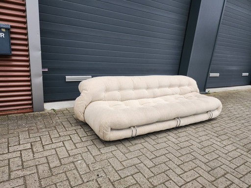 Cassina Soriana 4-seater sofa in Velvet beige by Afra & Tobia Scarpa