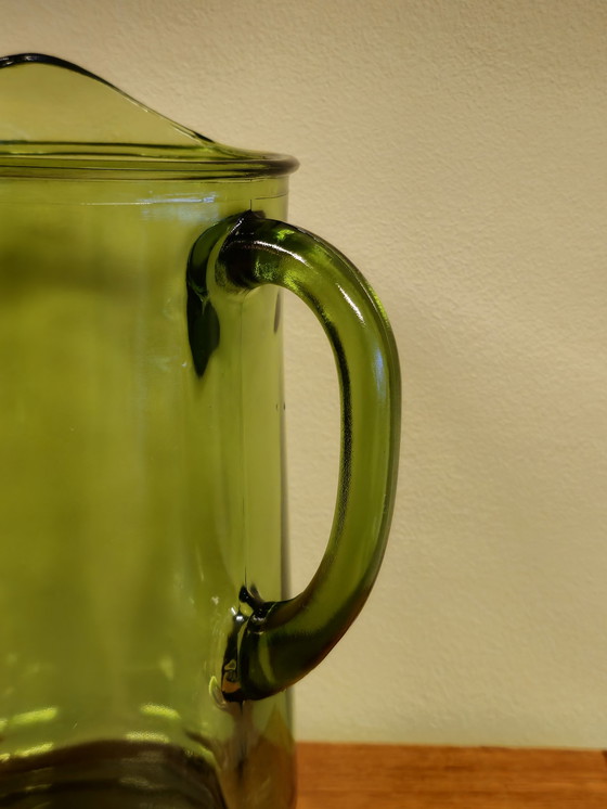 Image 1 of Vintage Carafe Water Jug Water Glasses Glasses Lime Green Glasses Green
