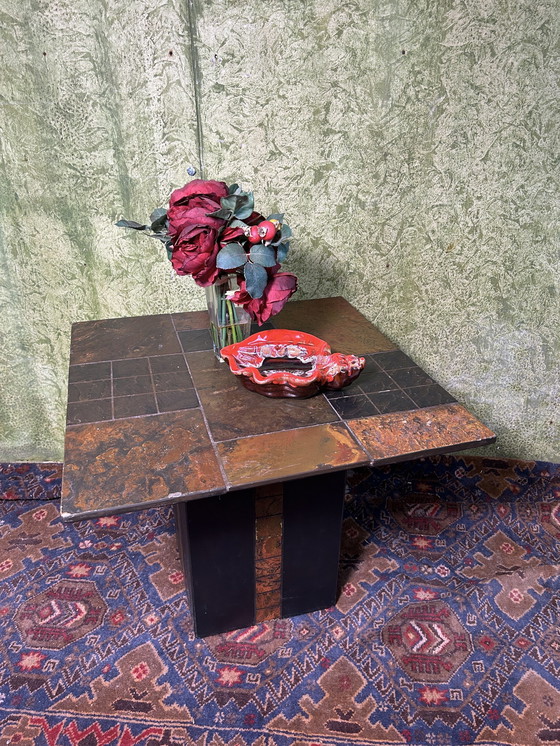 Image 1 of Brutalist retro vintage slate coffee table 