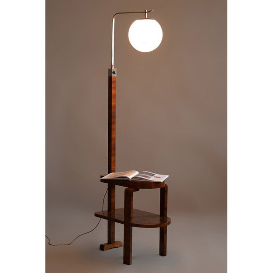 Image 1 of Vintage floor lamp in glass and chromed steel, Czechoslovakia 1930