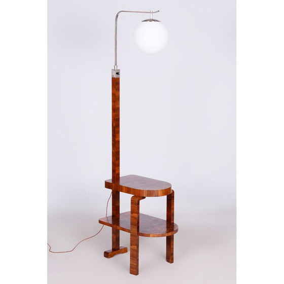 Image 1 of Vintage floor lamp in glass and chromed steel, Czechoslovakia 1930
