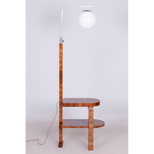 Vintage floor lamp in glass and chromed steel, Czechoslovakia 1930