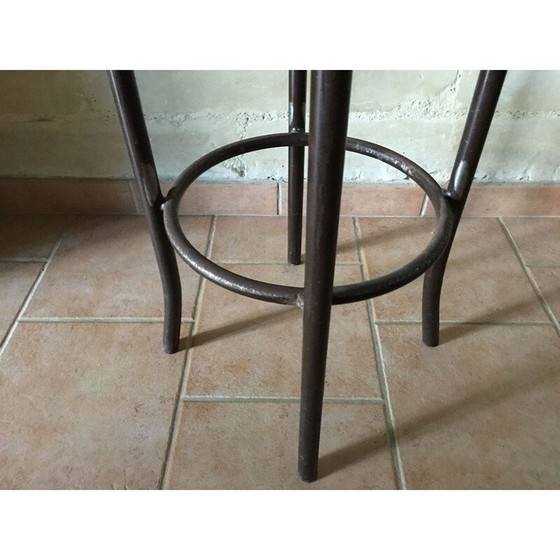 Image 1 of Set of 3 bar stools in metal and purple velvet - 1960s