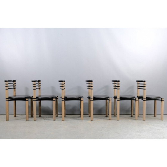 Image 1 of Set di 8 sedie da pranzo vintage in legno di Kurt Thut per Dietiker, Svizzera 1980