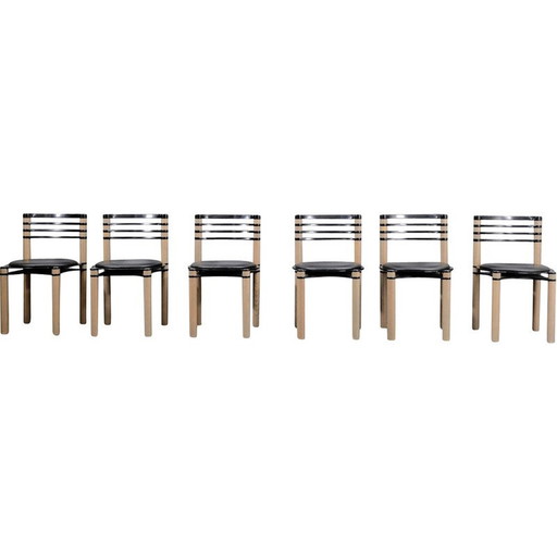 Set of 8 vintage wooden dining chairs by Kurt Thut for Dietiker, Switzerland 1980