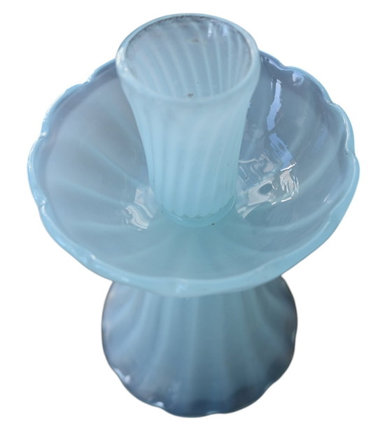 Image 1 of Coppia di portacandele in vetro opalino di Murano