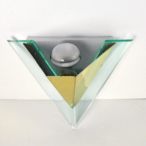 Image 1 of Lampada da parete vintage in ottone e acrilico per Alaska Lux Lighting House Inc, Germania, anni '80