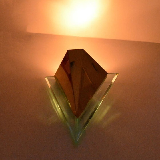 Image 1 of Lampada da parete vintage in ottone e acrilico per Alaska Lux Lighting House Inc, Germania, anni '80