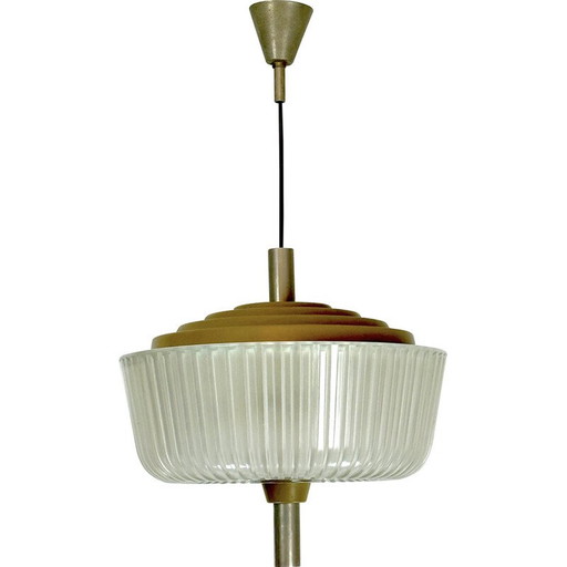 Vintage Art Deco chandelier in glass and metal for Seguso, Italy 1940
