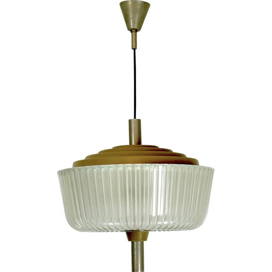 Image 1 of Vintage Art Deco chandelier in glass and metal for Seguso, Italy 1940