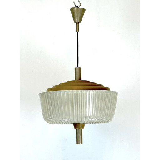 Vintage Art Deco chandelier in glass and metal for Seguso, Italy 1940