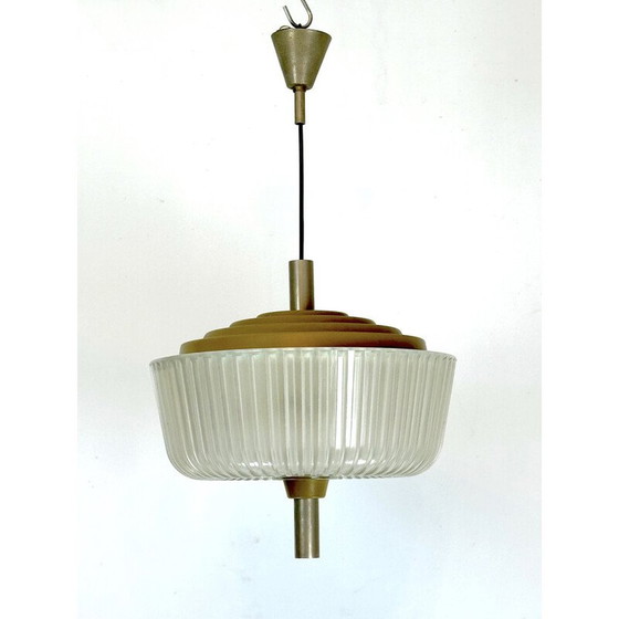 Image 1 of Vintage Art Deco chandelier in glass and metal for Seguso, Italy 1940