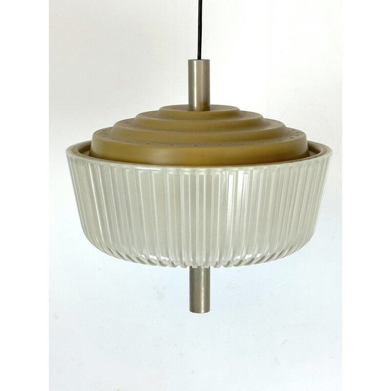 Image 1 of Vintage Art Deco chandelier in glass and metal for Seguso, Italy 1940