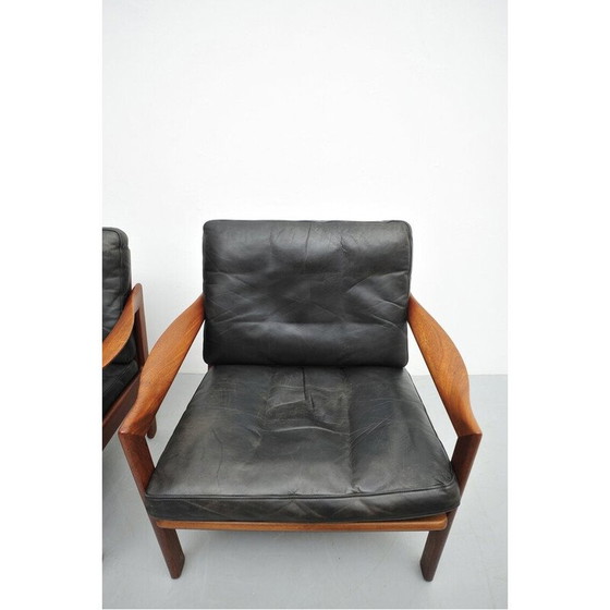 Image 1 of Pair of vintage armchairs in solid teak, 1950