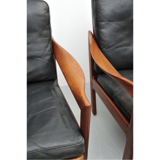 Image 1 of Pair of vintage armchairs in solid teak, 1950