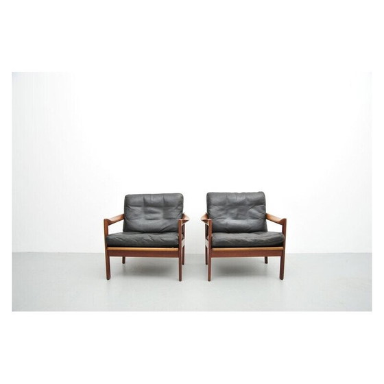 Image 1 of Pair of vintage armchairs in solid teak, 1950