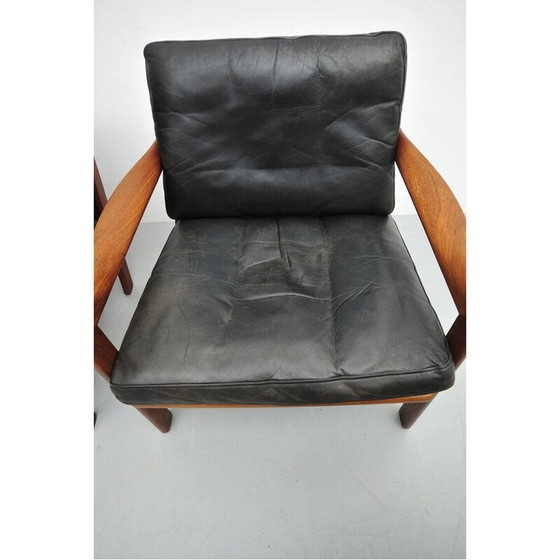 Image 1 of Pair of vintage armchairs in solid teak, 1950