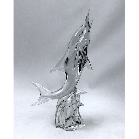 Image 1 of Mid-century Murano glass Dolphin sculpture by Licio Zanetti, 1960